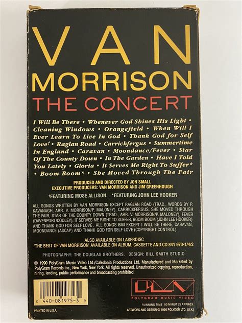 Van Morrison The Concert VHS Live Beacon Theater NYC 1989 44008197539