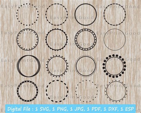 12 Round Dotted Monogram Frames Svg Circle Monogram Frame Etsy