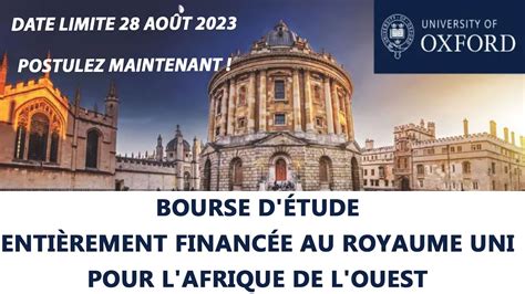 BOURSE D ETUDE ENTIEREMENT FINANCEE AU ROYAUME UNI POUR L AFRIQUE DE L