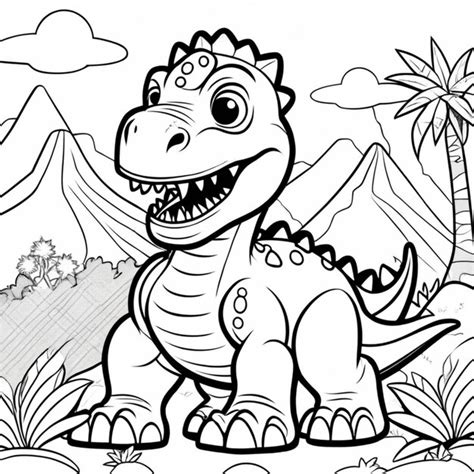 Раскраска динозавр для детей | Премиум Фото