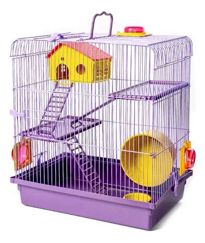 Gaiola De Hamster Super Luxo 3 Andares Jel Plast T Foods Cor Lilás