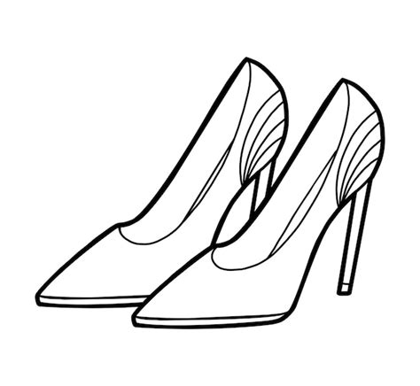 Zapatos De Mujer De Dibujos Animados De Libro Para Colorear Vector