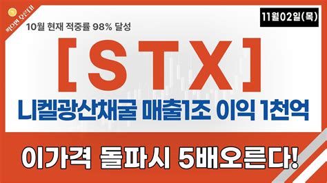 Stx 주가전망 긴급속보매출 1조 영업이익 1천억간다이가격돌파시 주가 5배간다 Youtube