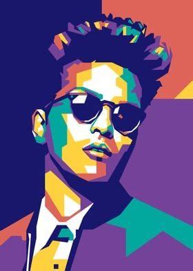 Bruno Mars Pop Art Wpap Poster Picture Metal Print Paint By Mas