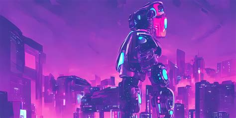 PixLBud - Artificially In Love Cyberpunk Purple Robot 4k Wallpaper