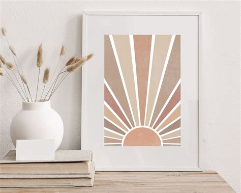 Boho Sunrise Print Boho Sun Art Poster Boho Wall Decor Etsy