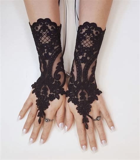 Black Lace Gloves French Lace Bridal Gloves High Quality Lace