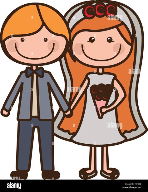 color silhouette cartoon couple in wedding suit with blond hair Stock ...