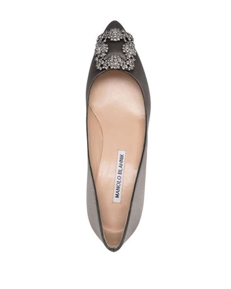 Manolo Blahnik Hangisi Satin Pumps In Gray Lyst