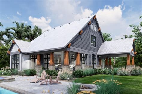 Square Foot Country Home Plan With Beds And A Carport Wg