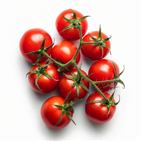 A Cluster Of Vibrant Red Tomatoes With Green Stems Premium AI