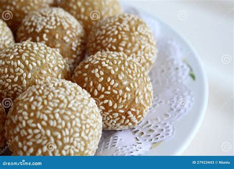 Fried Glutinous Rice Balls With Sesame Stock Image Image Of Fried Dish 27923443