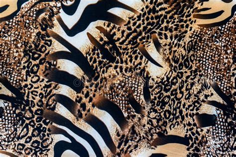 Texture Of Print Fabric Striped Zebra And Leopard Stock Image Image