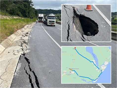 PRF interdita trecho da BR 101 após pista apresentar rachaduras