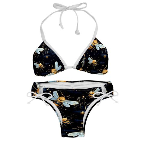 Starry Bees In The Sky Detachable Sponge Adjustable Strap Bikini Set