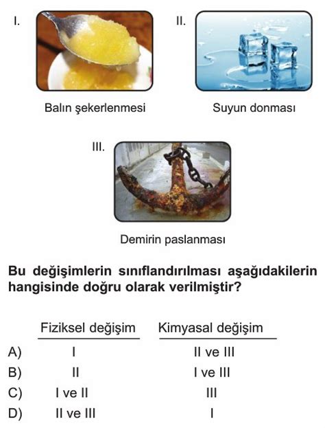 S N F Fiziksel Ve Kimyasal De I Imler Test Z Lgs Z Ml Sorular