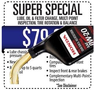 Honda Oil Change Printable Coupon