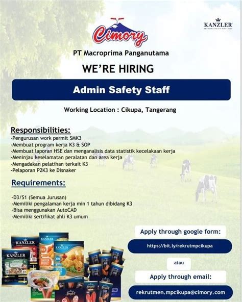 Admin Safety Staff PT Cimory Group AtmaGo