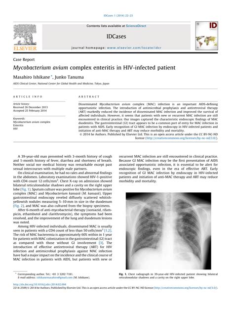 (PDF) Mycobacterium avium complex enteritis in HIV-infected patient