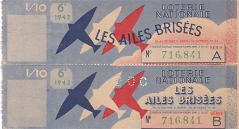 Billets De Loterie Nationale Anciens Les Ailes Brisees Attach S E