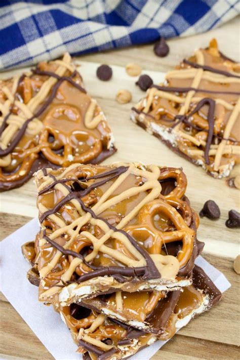 No Bake Caramel Pretzel Crack Bars Simple Yummy Recipe