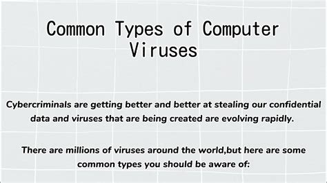 Common Type Of Computer Viruses Youtube