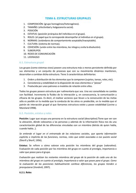 Tema 6 Estructuras Grupales TEMA 6 ESTRUCTURAS GRUPALES 1 2 3 4