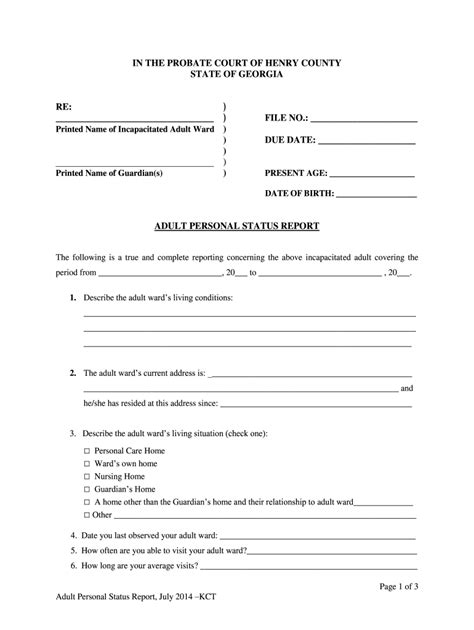 Georgia Probate Courts Printable Pdf Download - CountyForms.com