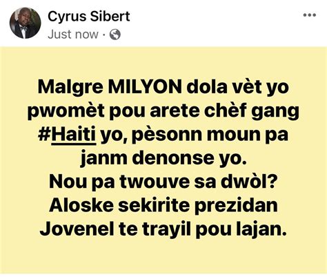 Cyrus Sibert On Twitter Malgre Milyon Dola V T Yo Pwom T Pou Arete