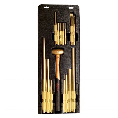 Mayhew Tools 61369 15 Piece Brass Punch And Chisel Mixed Set