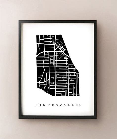 Roncesvalles Map Toronto Neighbourhood Art Print Etsy Toronto