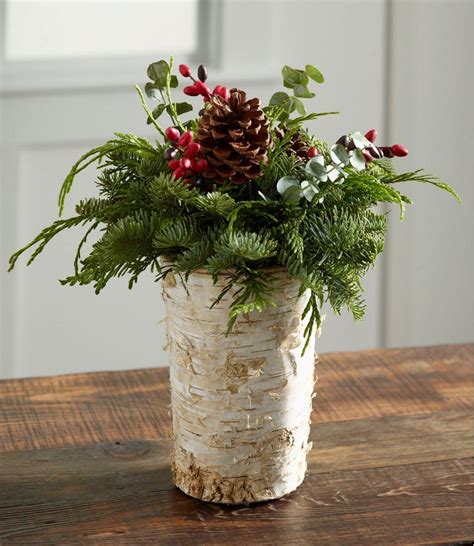 Rustic Birch Vase Centerpiece Birch Vase Christmas Centerpieces