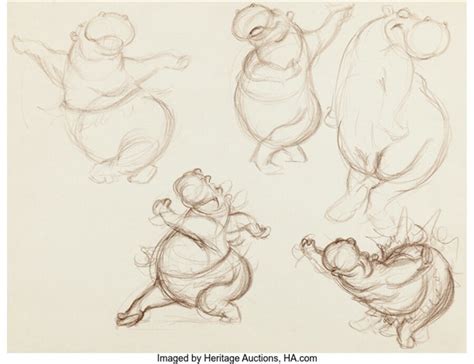 Fantasia Hyacinth Hippo Animators Practice Model Sheet Original Art ...