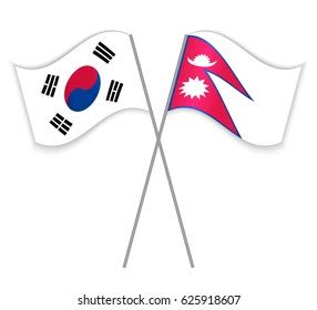 South Korean Nepalese Crossed Flags South