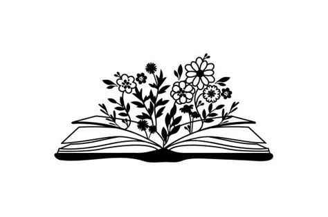 Open Book With Flowers Growing Out Of It Svg Cut File By Creative