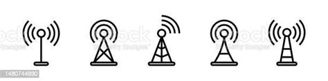 Antenna Icon Set Radio Antenna Icon Communication Towers Collection