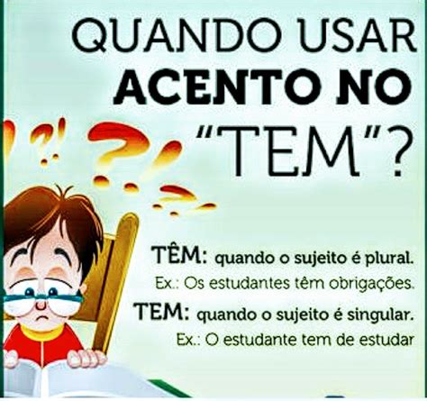 Quando usar acento no "tem". | Dicas de portugues, Aula de português ...