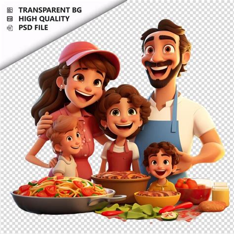 La Cocina De La Familia Latina En D Estilo De Dibujos Animados De Fondo Blanco Es Psd Premium