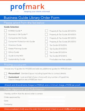 Fillable Online Profmark Co Business Guide Library Order BFormb Fax