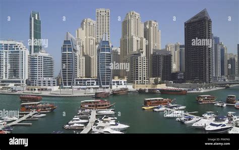 Panorama Of The Channel Of The Prestigious Area Of Dubai Marina Stock