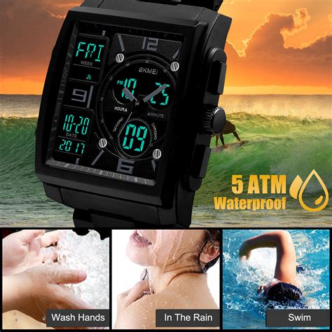 Waterproof Men S LED Digital Watch Quartz Analog Army Military Sport