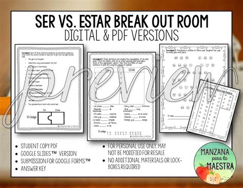 Ser And Estar Escape Room Made By Teachers