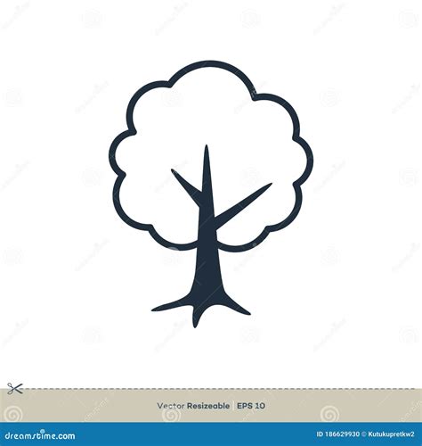 Tree Outline Vector Icon Logo Template Illustration Design Vector Eps 10 Stock Vector