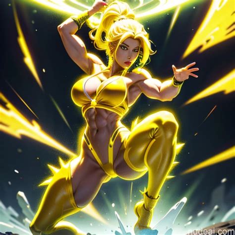 Nude Ai Image For Busty Muscular Abs Super Saiyan Super Saiyan Neon