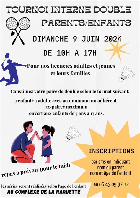 Tournoi Interne Parents Enfants Dimanche Juin Bcmay Badminton