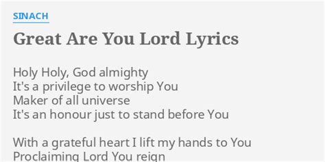 "GREAT ARE YOU LORD" LYRICS by SINACH: Holy Holy, God almighty...