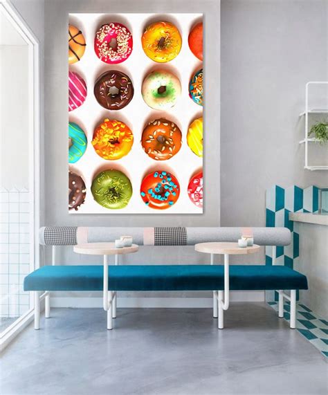 Donut Canvas Donut Art Kitchen Wall Art Donut Print Etsy