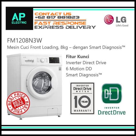 Jual Lg Fm N W Mesin Cuci Front Loading Inverter Kg Rpm Putih