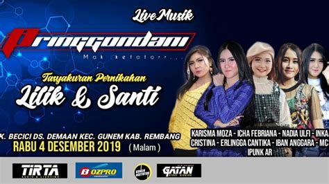 LIVE STREAMING PRINGGONDANI MUSIC BECICI GUNEM REMBANG YouTube