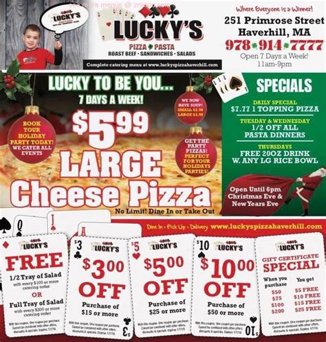 Online Menu of Luckys Pizza Restaurant, Haverhill, Massachusetts, 01830 ...